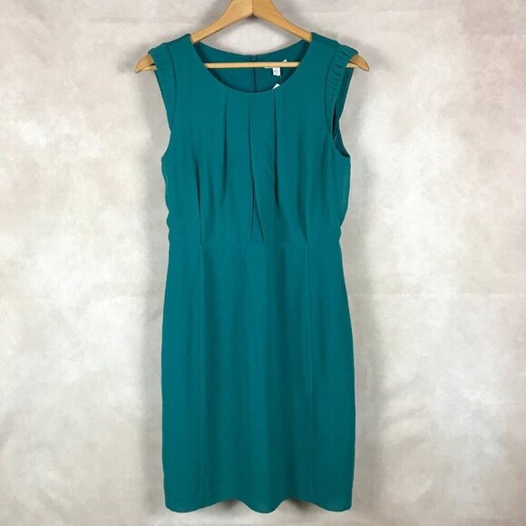 Green Pleated Wear to Work Sheath Dress NWT 6 - Picture 2 of 8